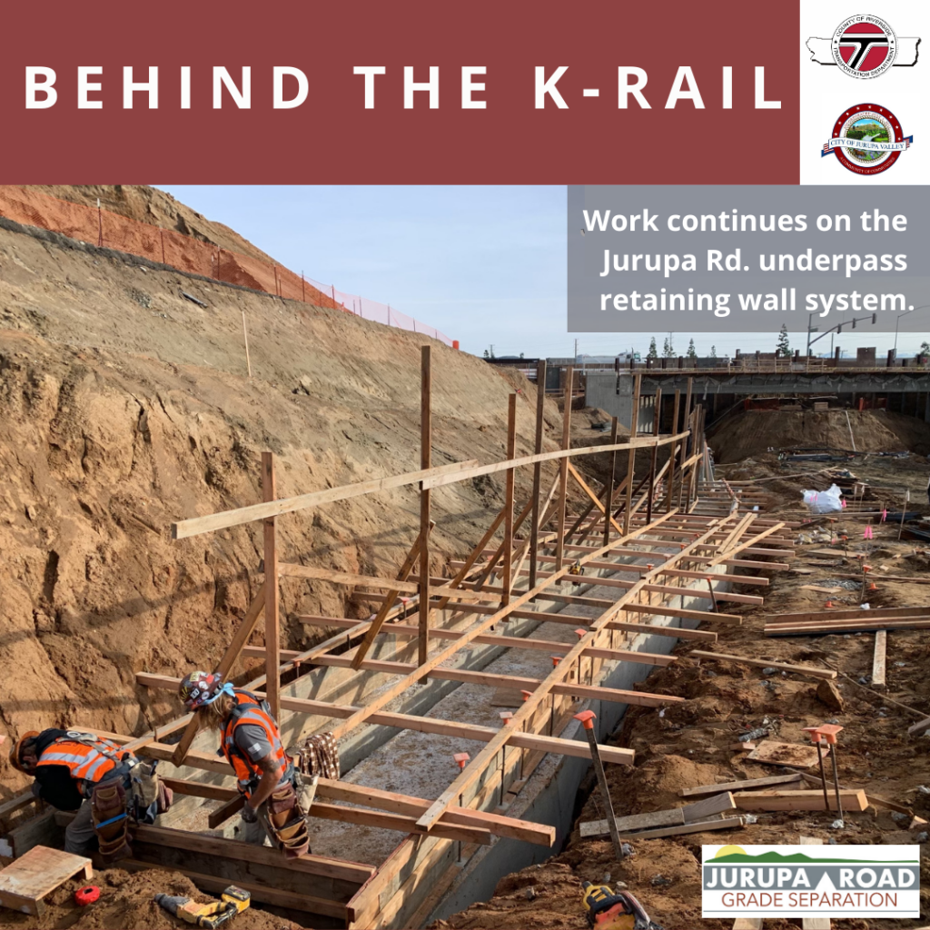 Construction on the Jurupa Rd. underpass retaining wall system.