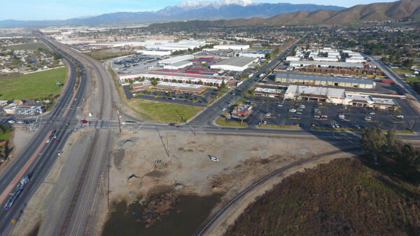 Jurupa Road Grade Separation project ariel view